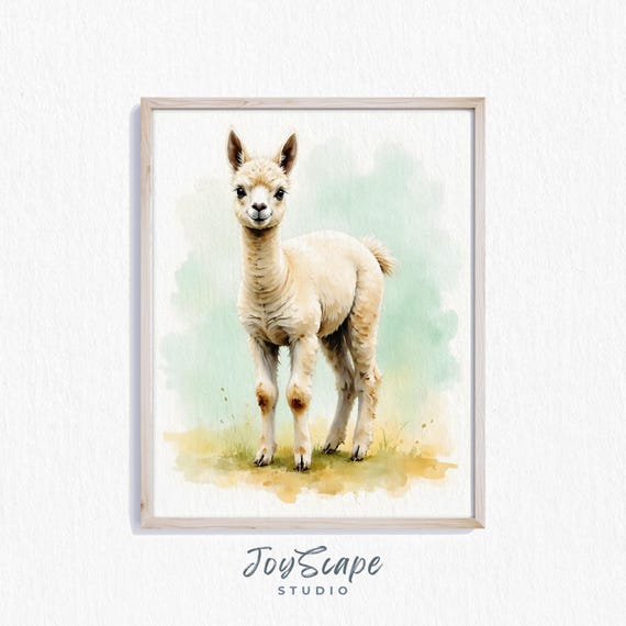 Baby Alpaca Cria Cute Nursery Wall Art Adorable Animal Print Rustic Farmhouse Decor For Kids Room 396