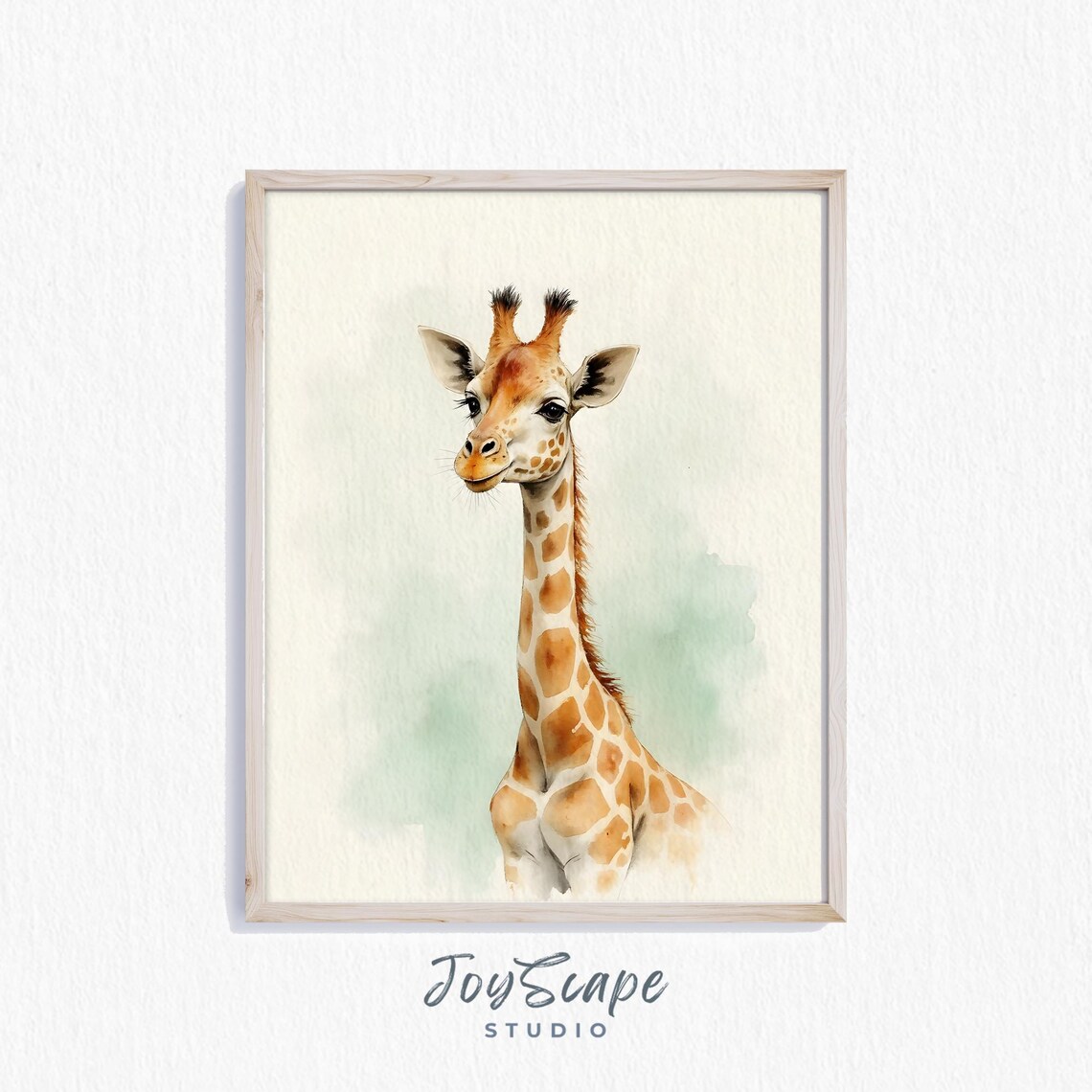Sweet Giraffe Watercolor Portrait Safari Nursery Baby Wall Art