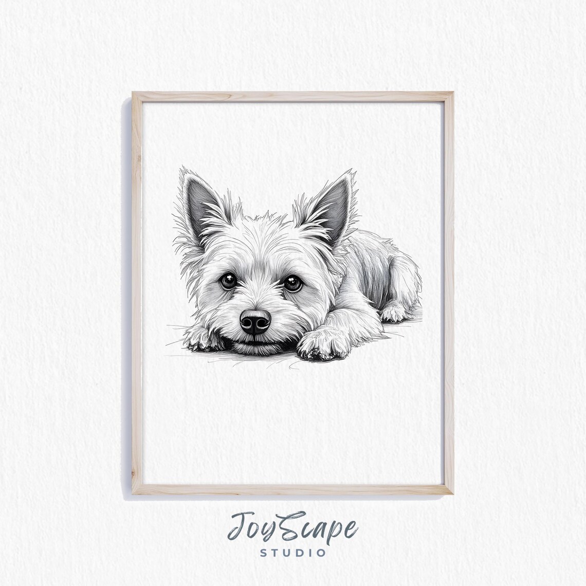 West Highland Terrier Puppy Black and White Sketch Cute Pet Poster