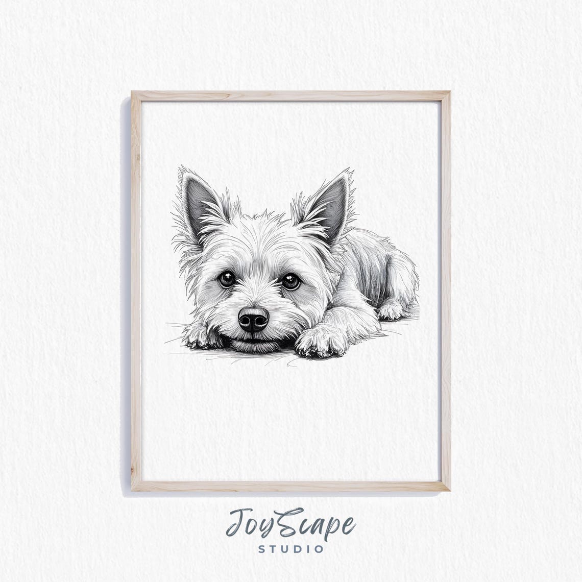 Yorkshire Terrier Drawing Charming Dog Art Rustic Pet Portrait Wall Decor Nursery Animal Print