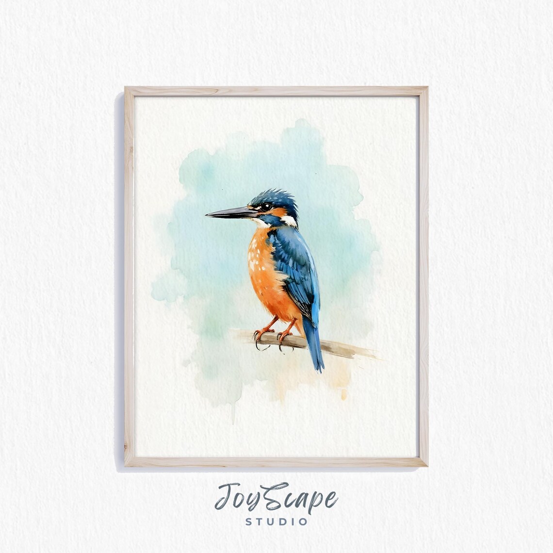Common Kingfisher Blue Orange Bird Watercolor Wildlife Art Print