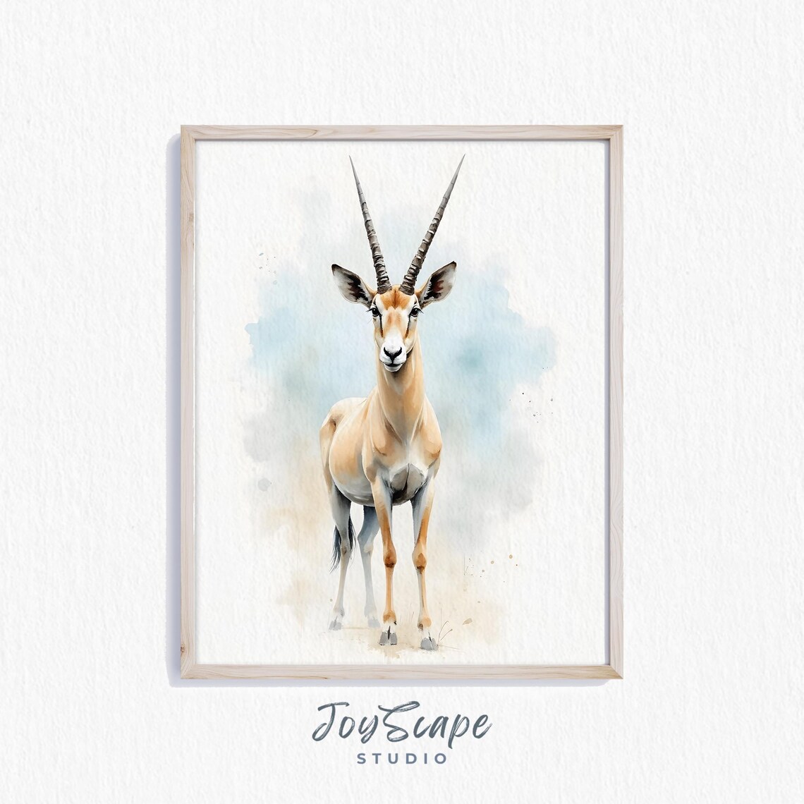 Oryx Watercolor Desert Antelope Wildlife Nursery Decor Print
