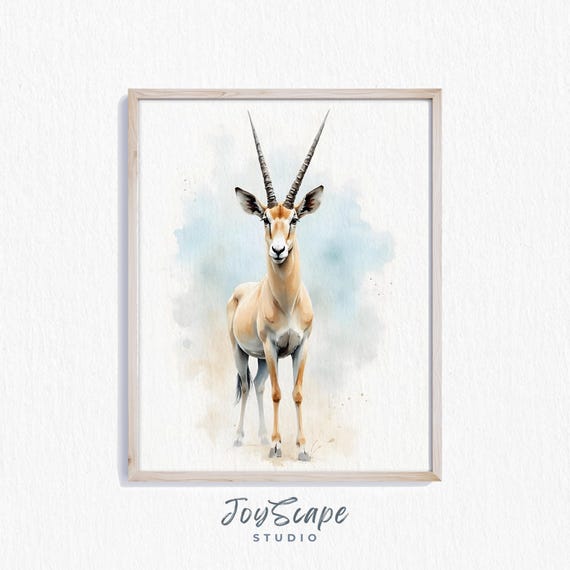 Oryx Wall Art Rustic Animal Watercolor Desert Wildlife Decor Natureinspired Earthy Tones Painting Print 299