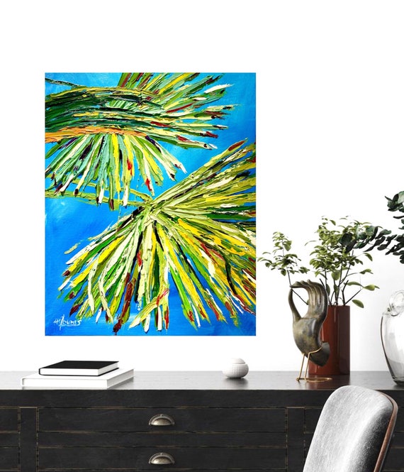 Palm Tree Wall Art Tropical Painting California Palm Tree Original Oil Paintings Or Giclee Prints Beach House Decor Palm Tree Leaves Art