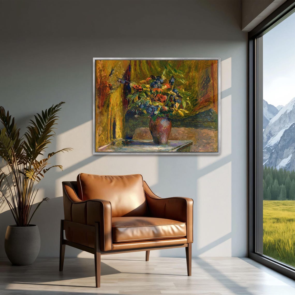 Impressionist Still Life Of Colorful Flowers In A Dark Vase Poster - Image 2
