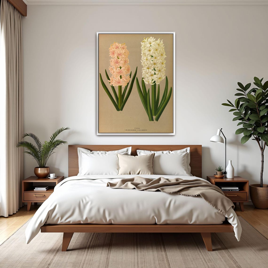 Two Hyacinth Flowers Pink and White Botanical Illustration Poster - Image 3