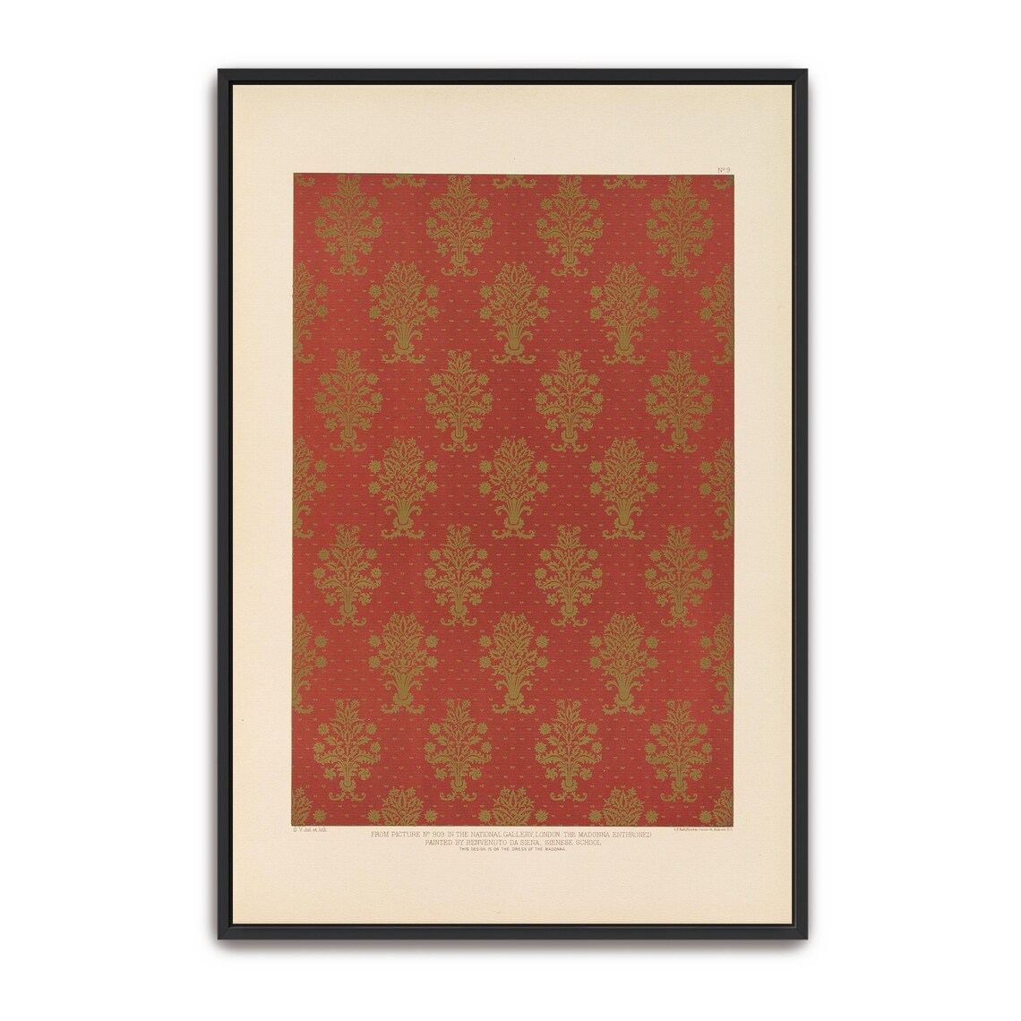 Red and Gold Floral Motif Ornamental Pattern Vintage Classic Poster