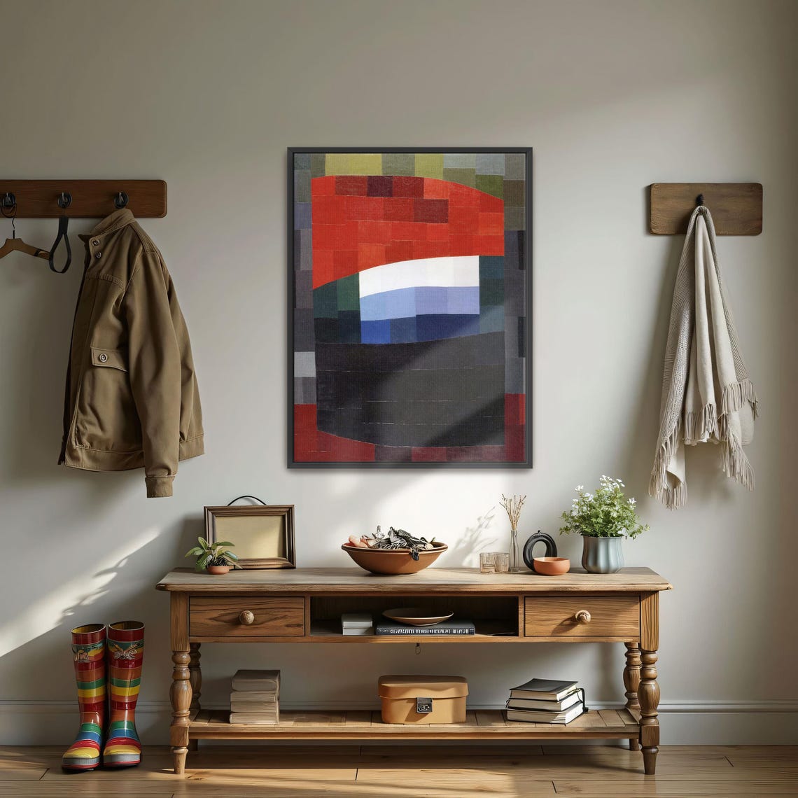 Framed Print Of Abstract Geometric Art With Red White And Blue Geometric Wall Art Red And White Entryway Decor Geometric Art - Image 4