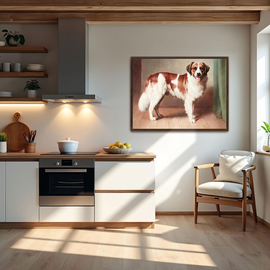 Saint Bernard Dog Standing Portrait Victorian Oil Painting Poster - Image 5