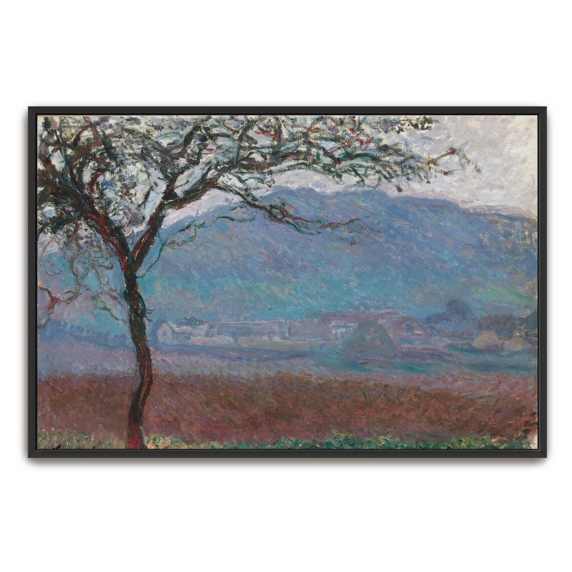 Claude Monet Framed Print A Tree In The Countryside Landscape Print Blue And Green Bedroom Artwork Rustic Oil Painting