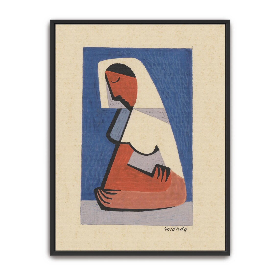 Mikuláš Galanda Seated Woman at Table Abstract Modernist Portrait Poster
