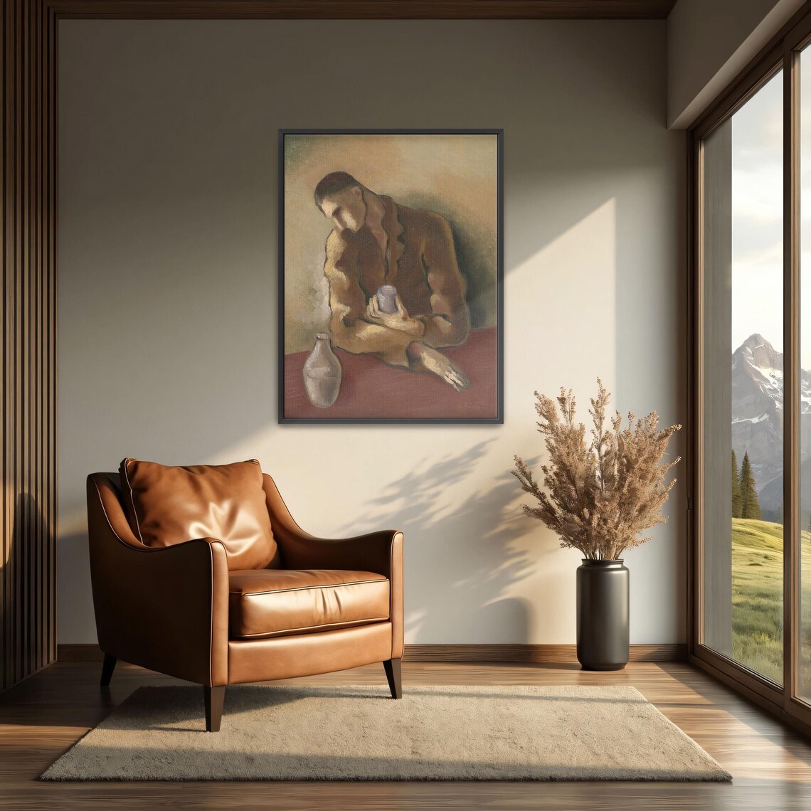 Mikuláš Galanda Weary Man with Glass and Bottle Portrait Poster - Image 3