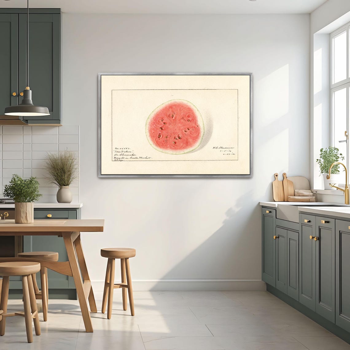 Vintage Watermelon Cross Section Botanical Plate Kitchen Poster