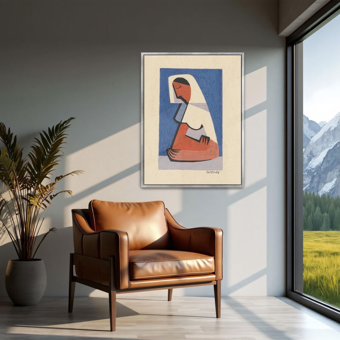 Mikuláš Galanda Seated Woman at Table Abstract Modernist Portrait Poster - Image 2