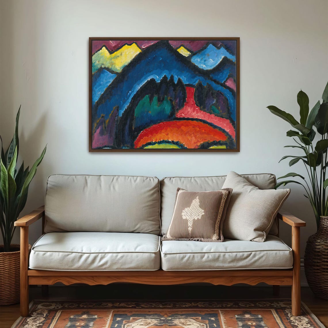 Framed Wall Art Of Abstract Landscape With Mountain Peaks Mountain Print Blue And Green Living Room Art Print Abstract Artwork - Image 5