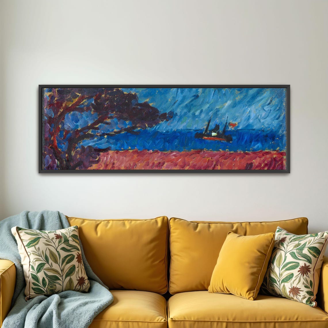 Abstract Landscape With a Red Field Under Deep Blue Sky Poster - Image 4