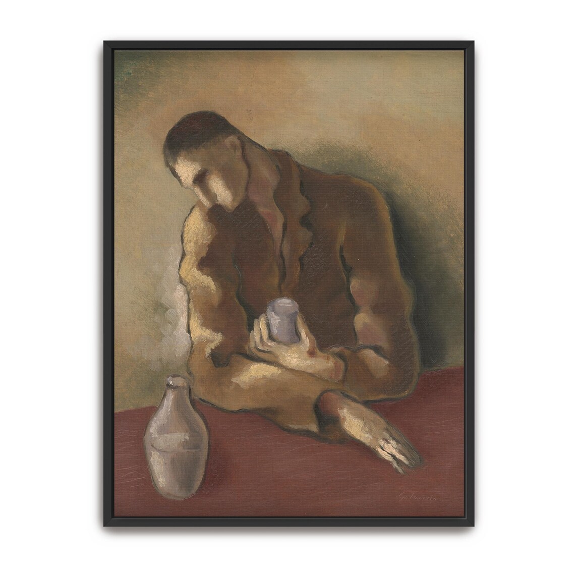 Mikuláš Galanda Weary Man with Glass and Bottle Portrait Poster