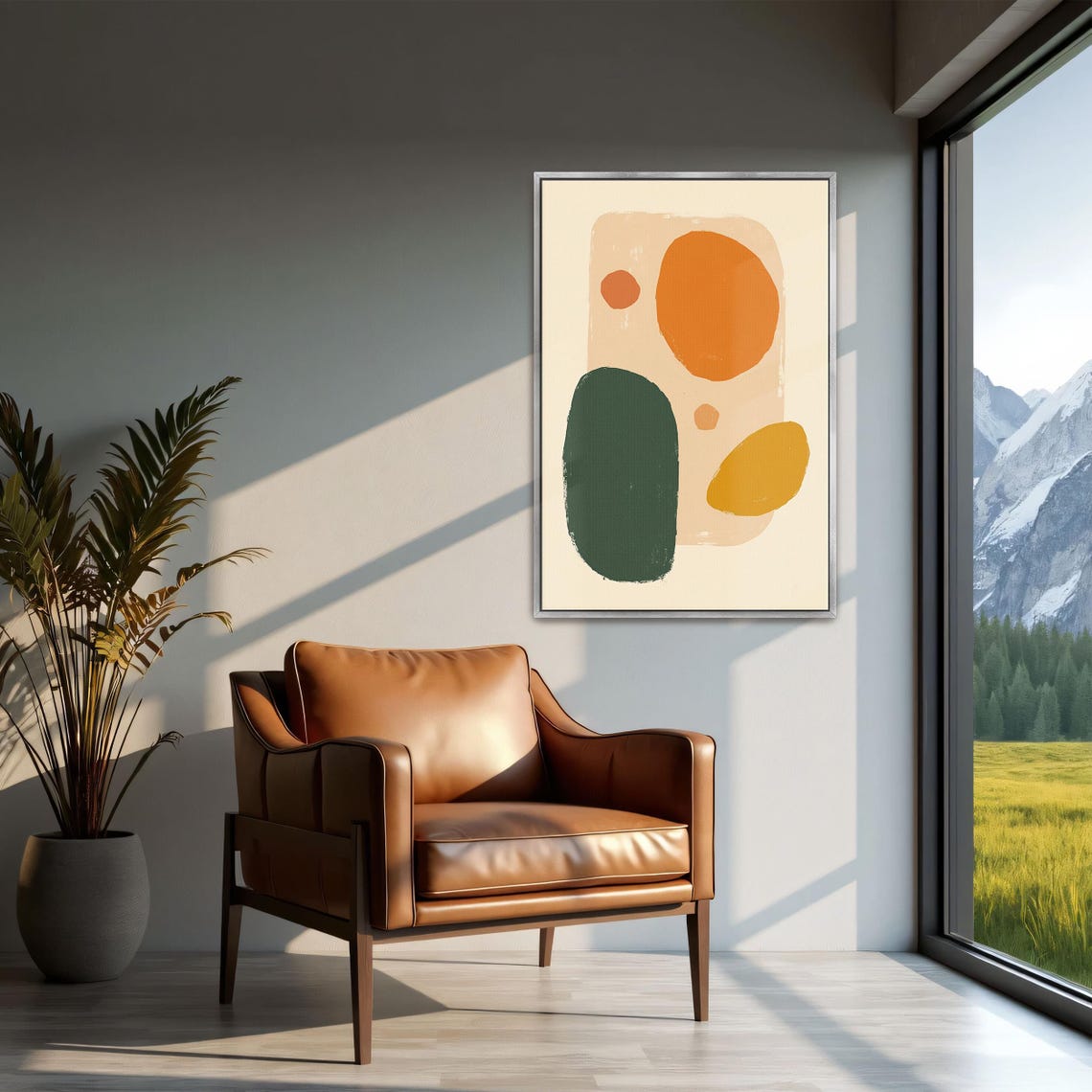 Abstract Shapes in Warm Earth Tones Mid Century Style Poster - Image 2