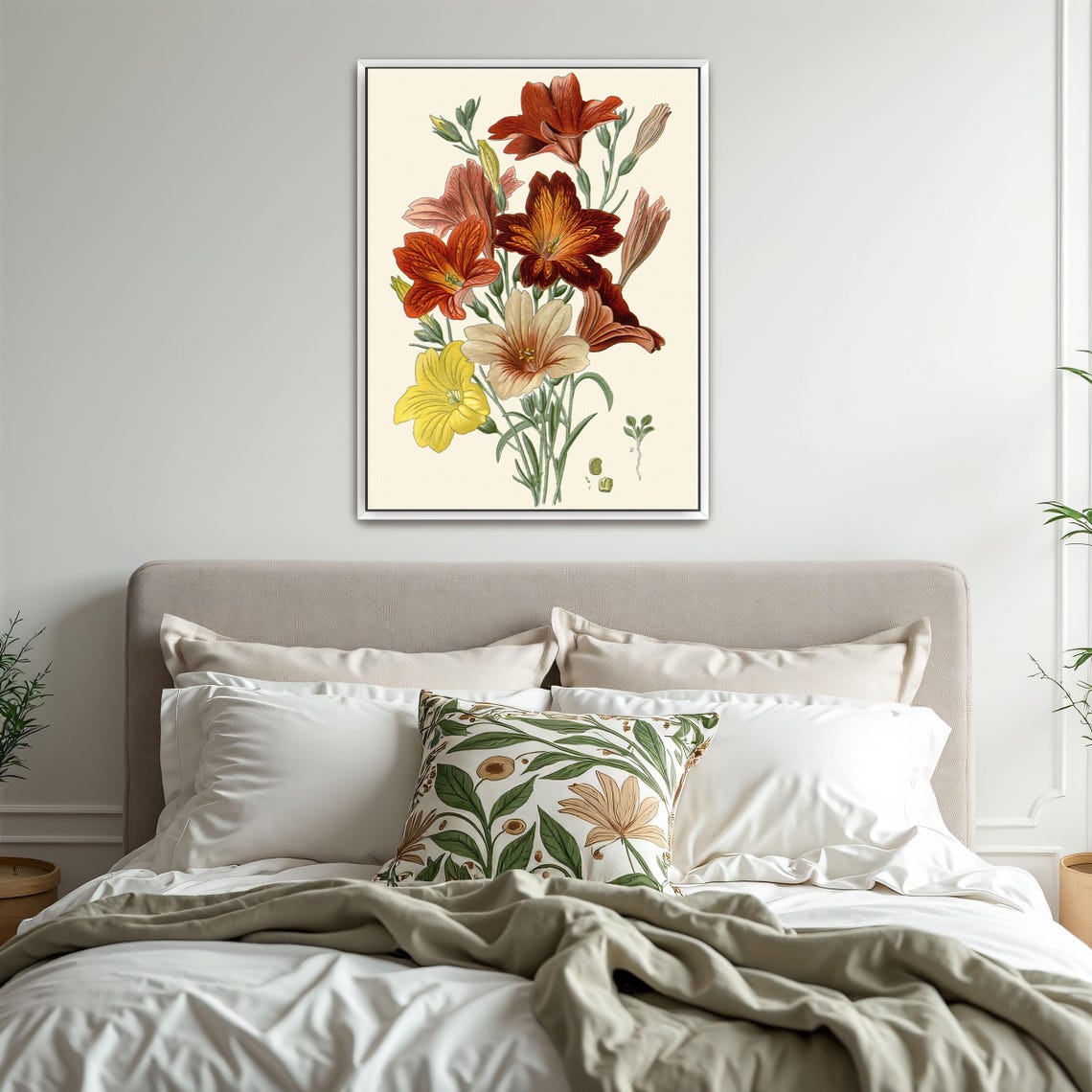 Vintage Botanical Red Orange and Yellow Daylily Illustration Poster - Image 3