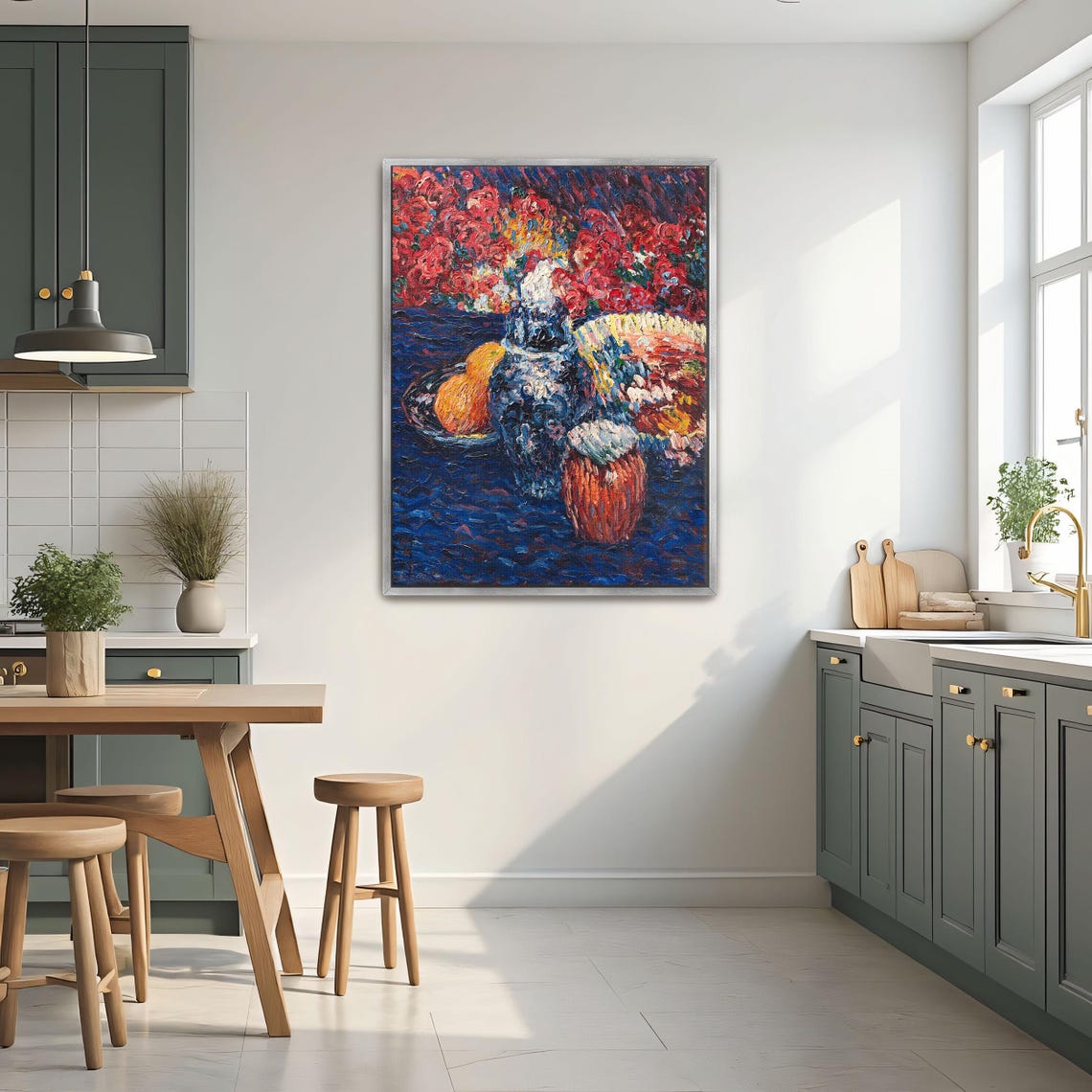 Still Life with Flowers and Fruit Impressionist Painting Poster - Image 2