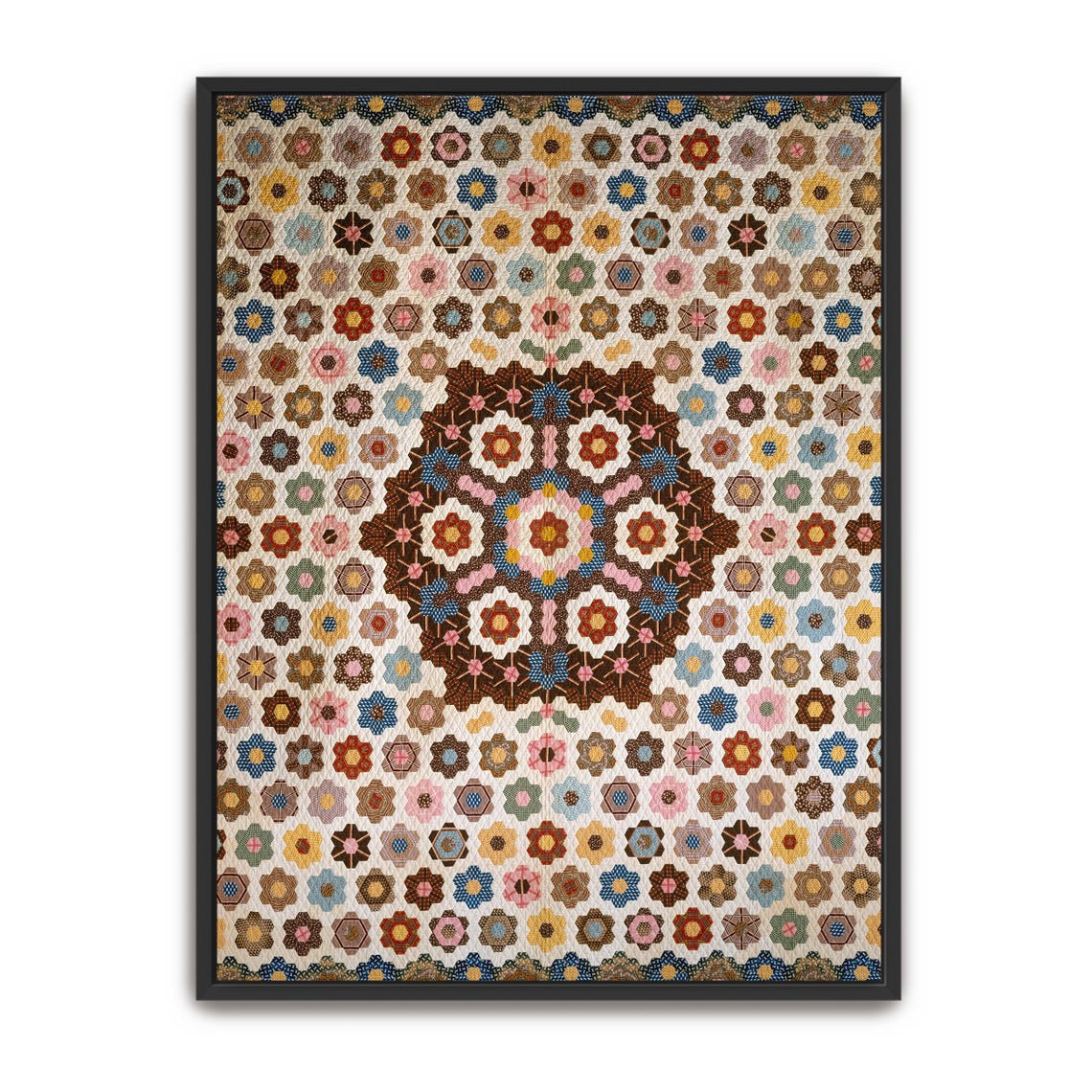 Large Framed Print Of A Quilt With A Geometric Pattern Geometric Fine Art Print White And Brown Bedroom Art Geometric Artwork