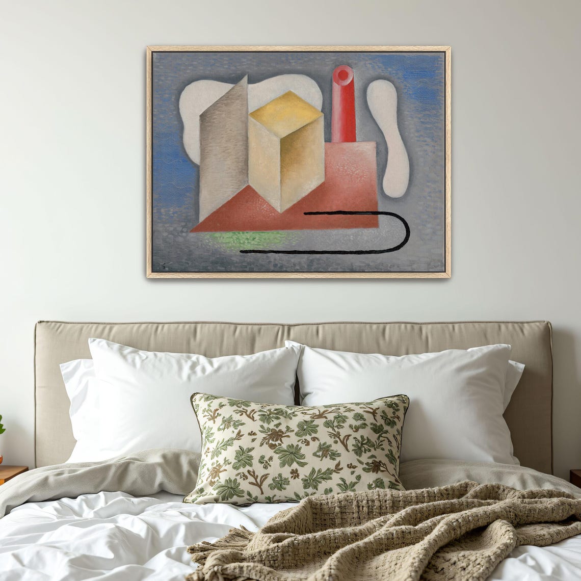 Geometric Abstract Painting With Red Yellow And White Forms Poster - Image 4