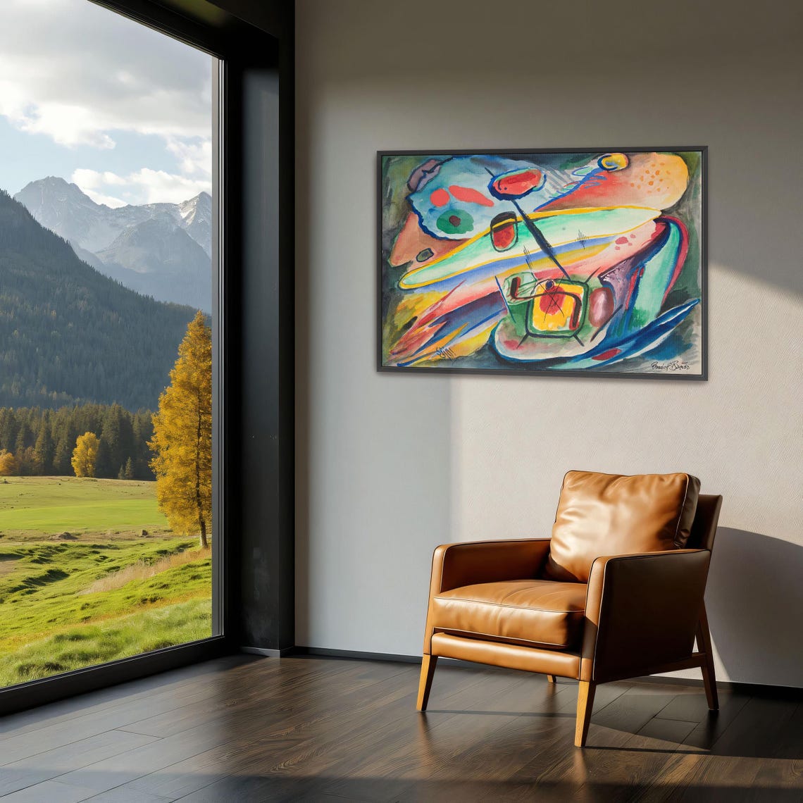 Rudolf Bauer Abstract Watercolor With Geometric Shapes Poster - Image 3