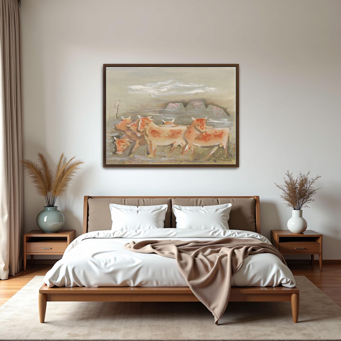 Loose Watercolor Painting Of A Herd Of Red And White Cows Poster - Image 5