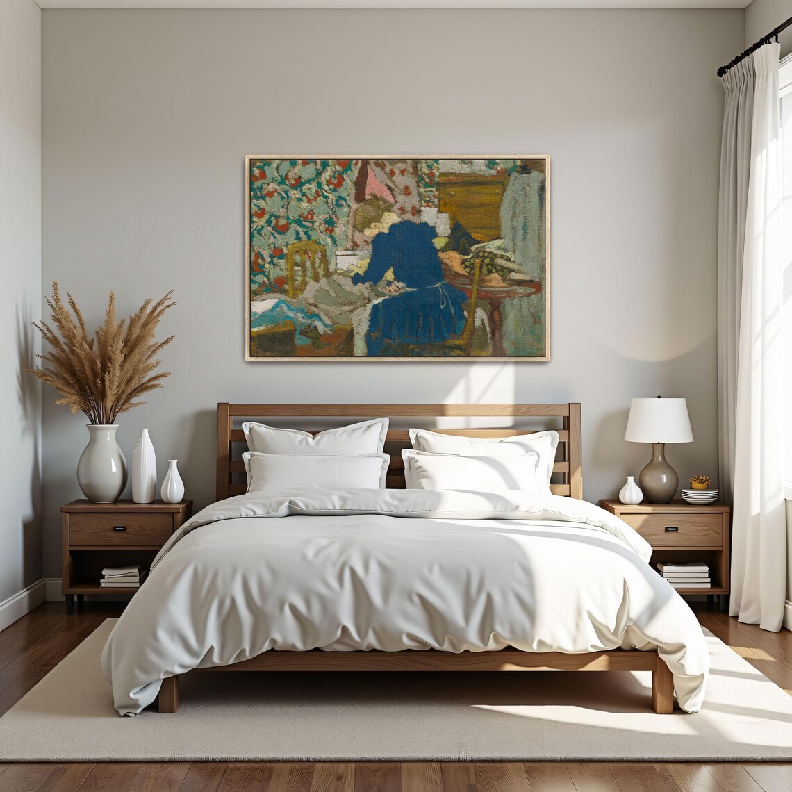Woman in Blue Dress Interior Vintage Impressionist Art Poster - Image 5