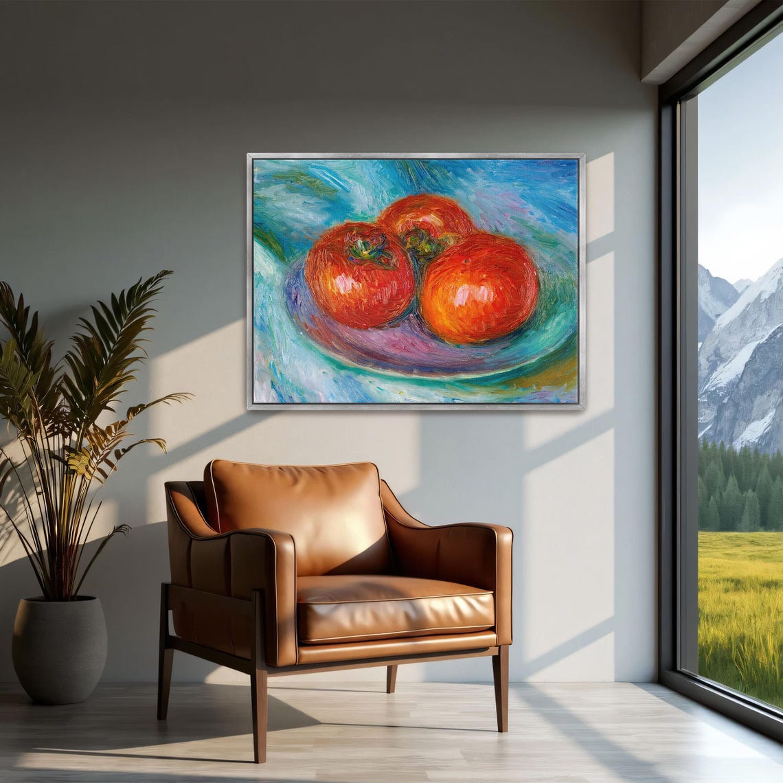 Impressionist Still Life Of Three Red Tomatoes On A Plate Poster - Image 2