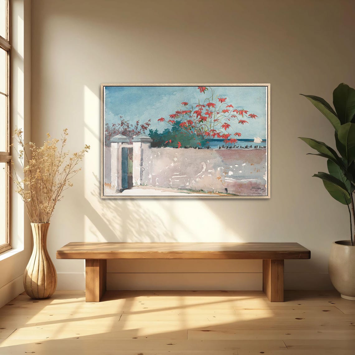Winslow Homer Nassau Bahamas Red Poinsettia Coastal Watercolor Poster - Image 4