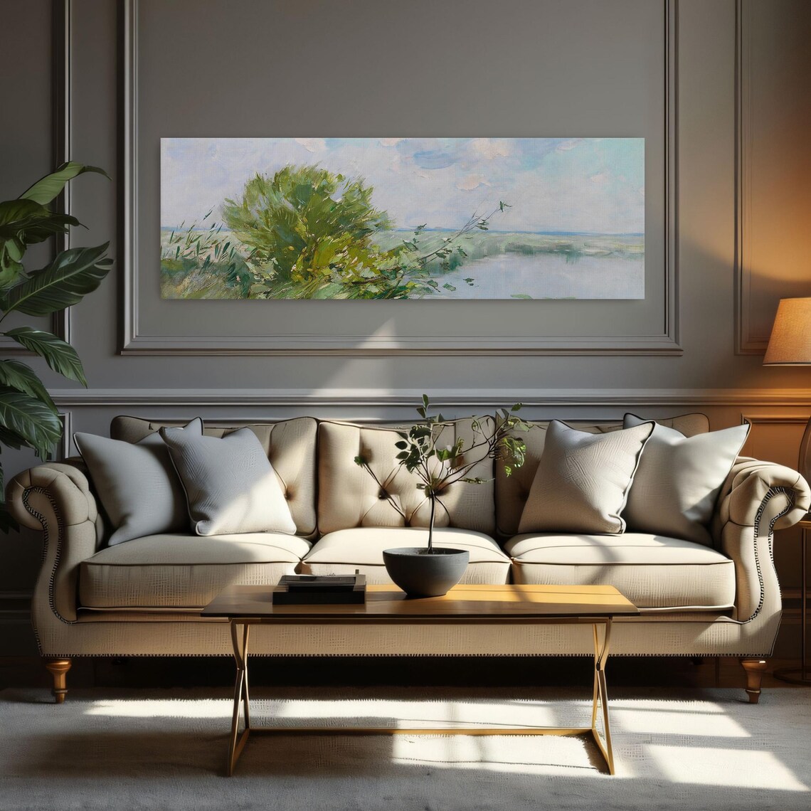 Impressionist Marsh Landscape With Green Trees and Soft Water Poster - Image 3