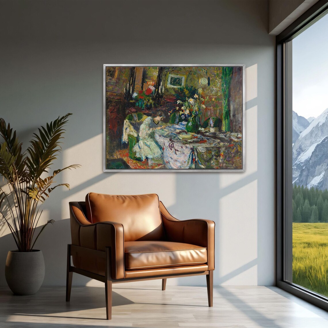Woman Seated at a Set Table Vintage Impressionist Interior Art Print - Image 2