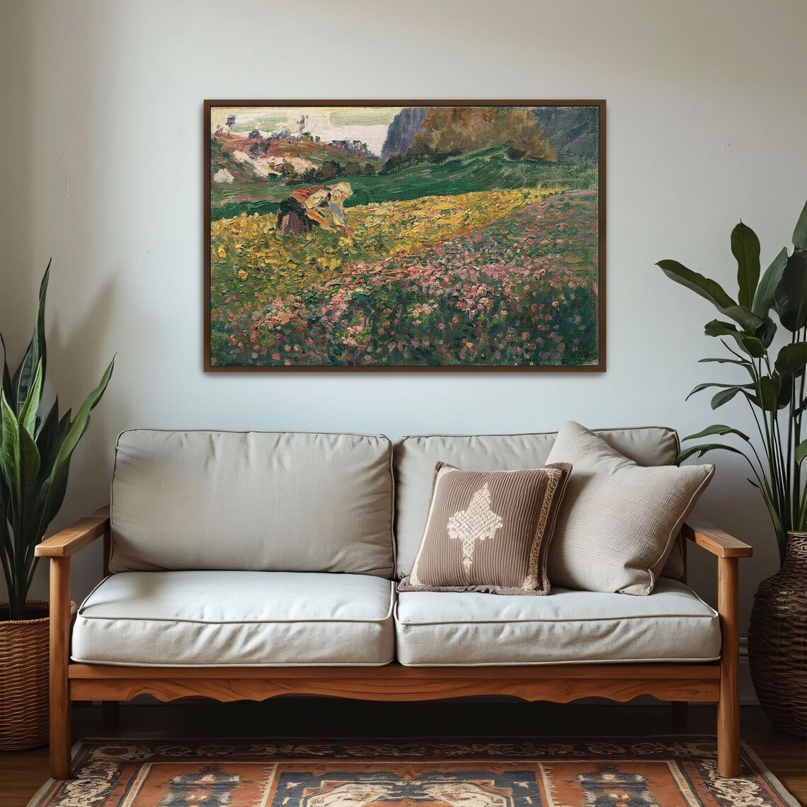 Woman Harvesting in Wildflower Field Impressionist Art Poster - Image 6