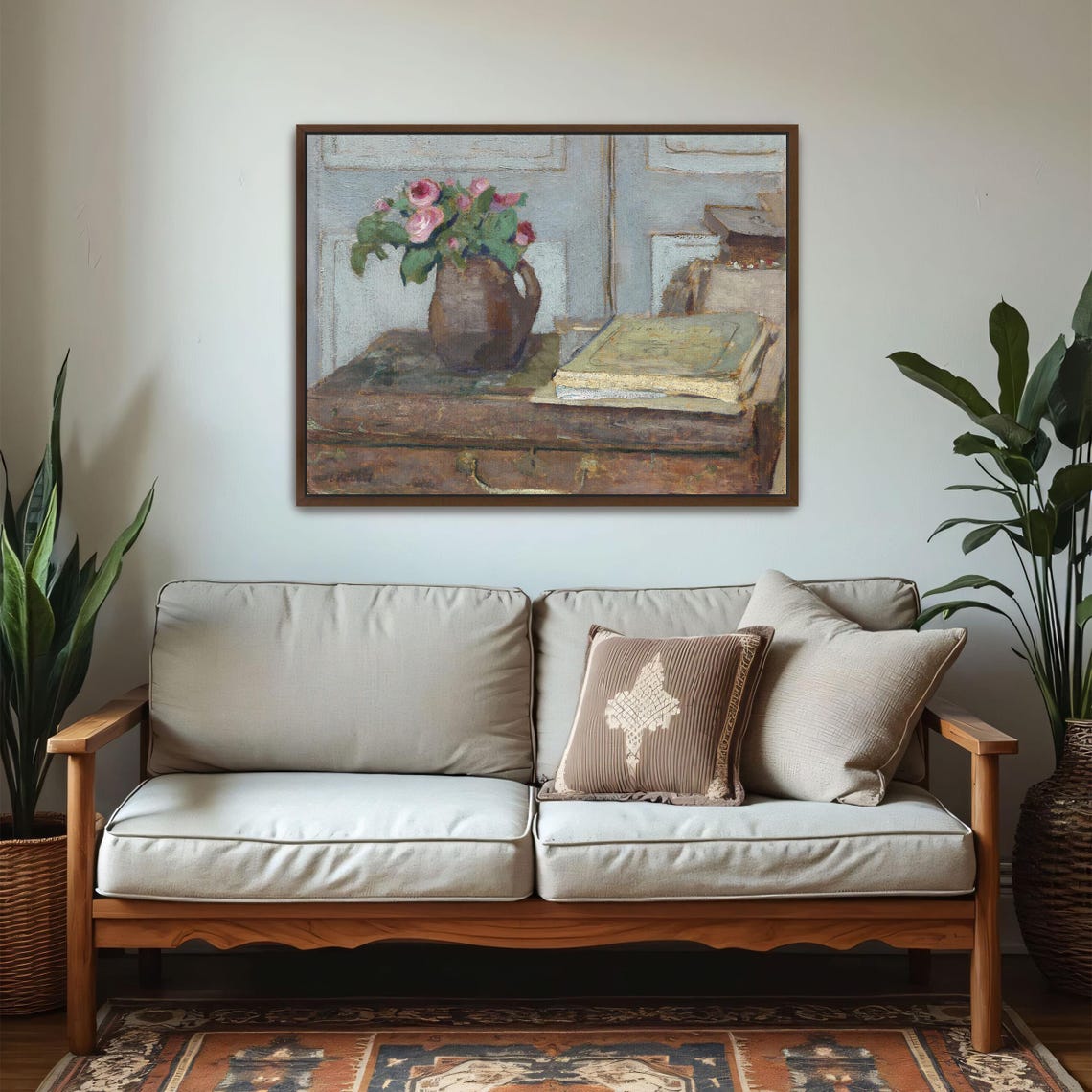 Roses in a Pitcher with a Book Impressionist Still Life Poster - Image 6