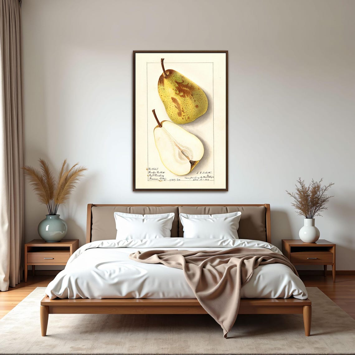 Green Russet Pear Whole And Halved Vintage Botanical Art Poster - Image 5