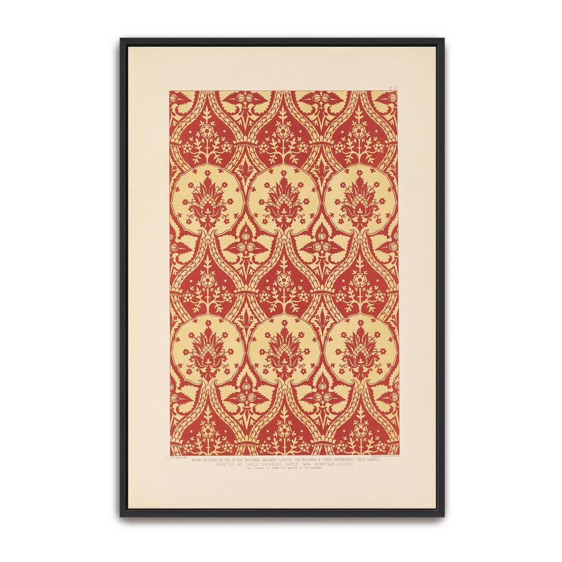 Red and Yellow Medallion Floral Pattern Vintage Ornamental Poster