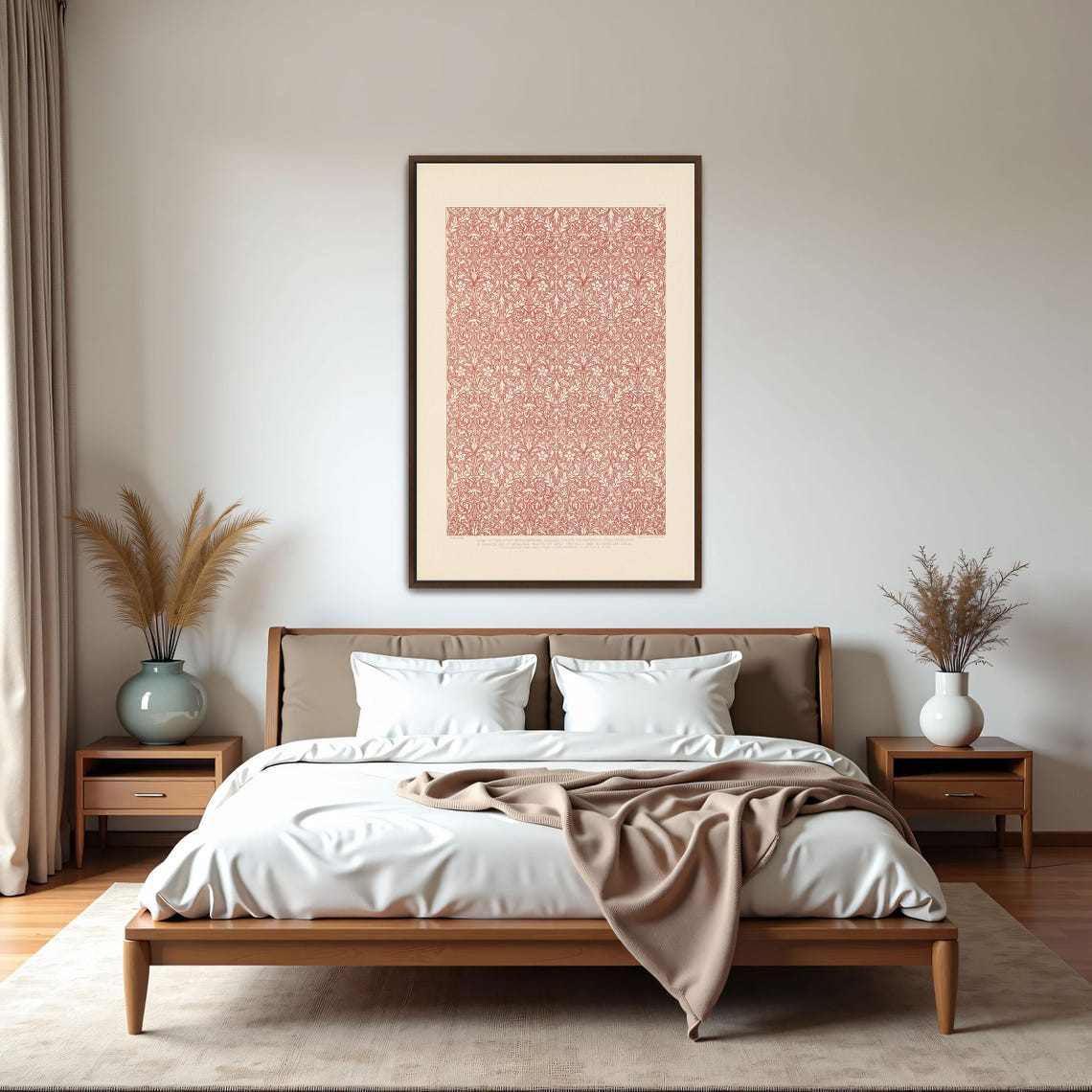 Red Floral Ornamental Pattern Vintage Red Damask Style Poster - Image 5