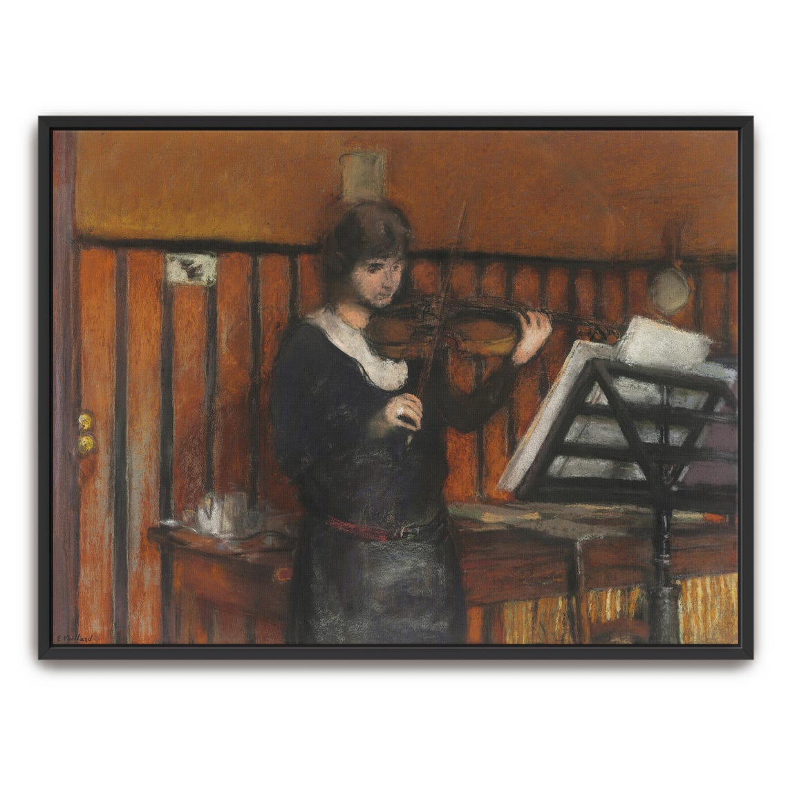Young Woman Playing the Violin Vintage Portrait Fine Art Print