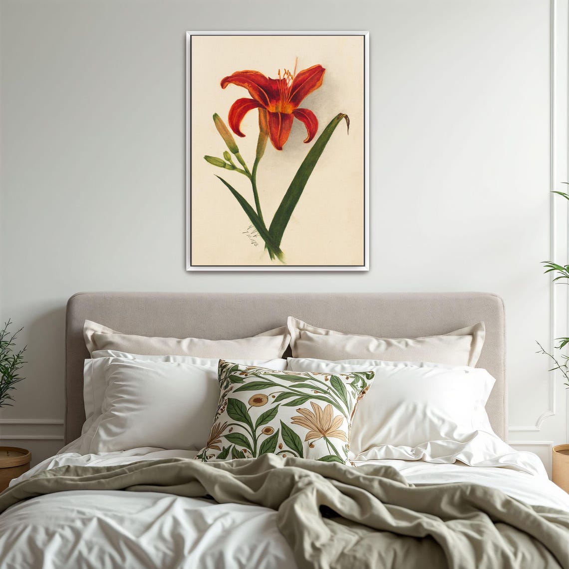 Fiery Orange Daylily Vintage Botanical Illustration Flower Poster - Image 3