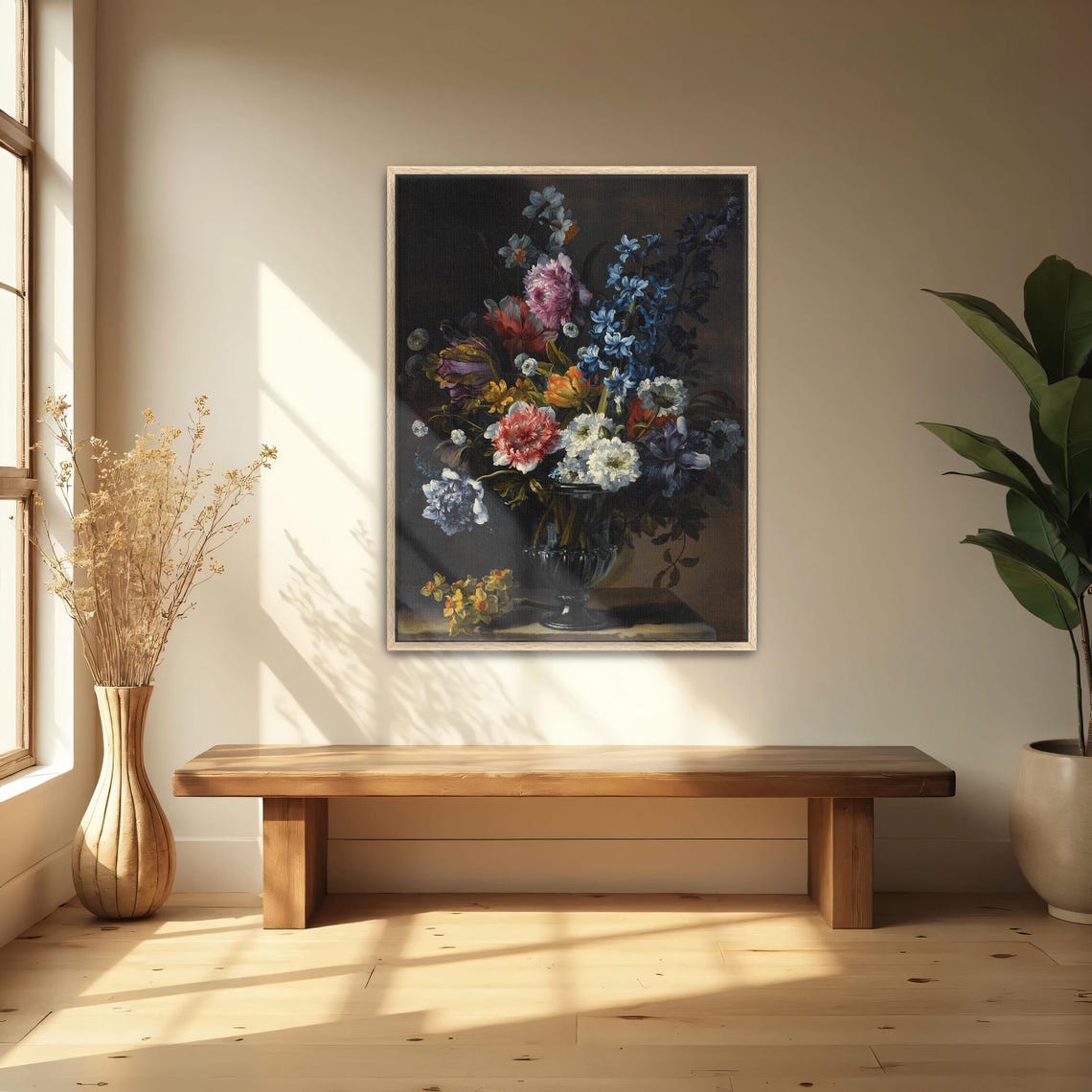 Dutch Style Floral Bouquet Dark Still Life Vintage Fine Art Print - Image 4