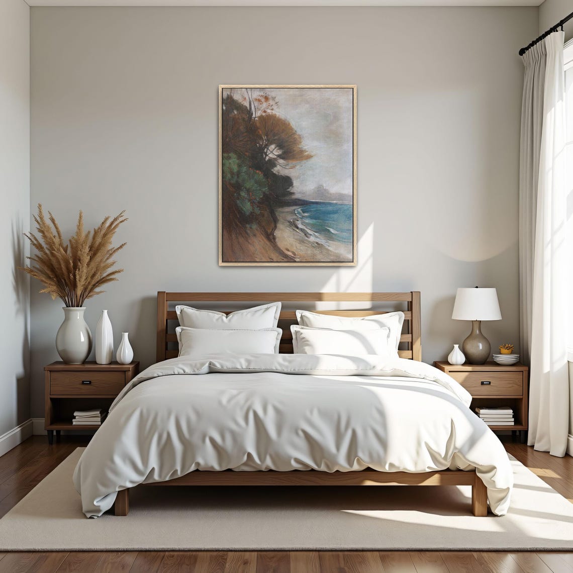 Windswept Pines Above a Turquoise Coastal Cove Seascape Poster - Image 4