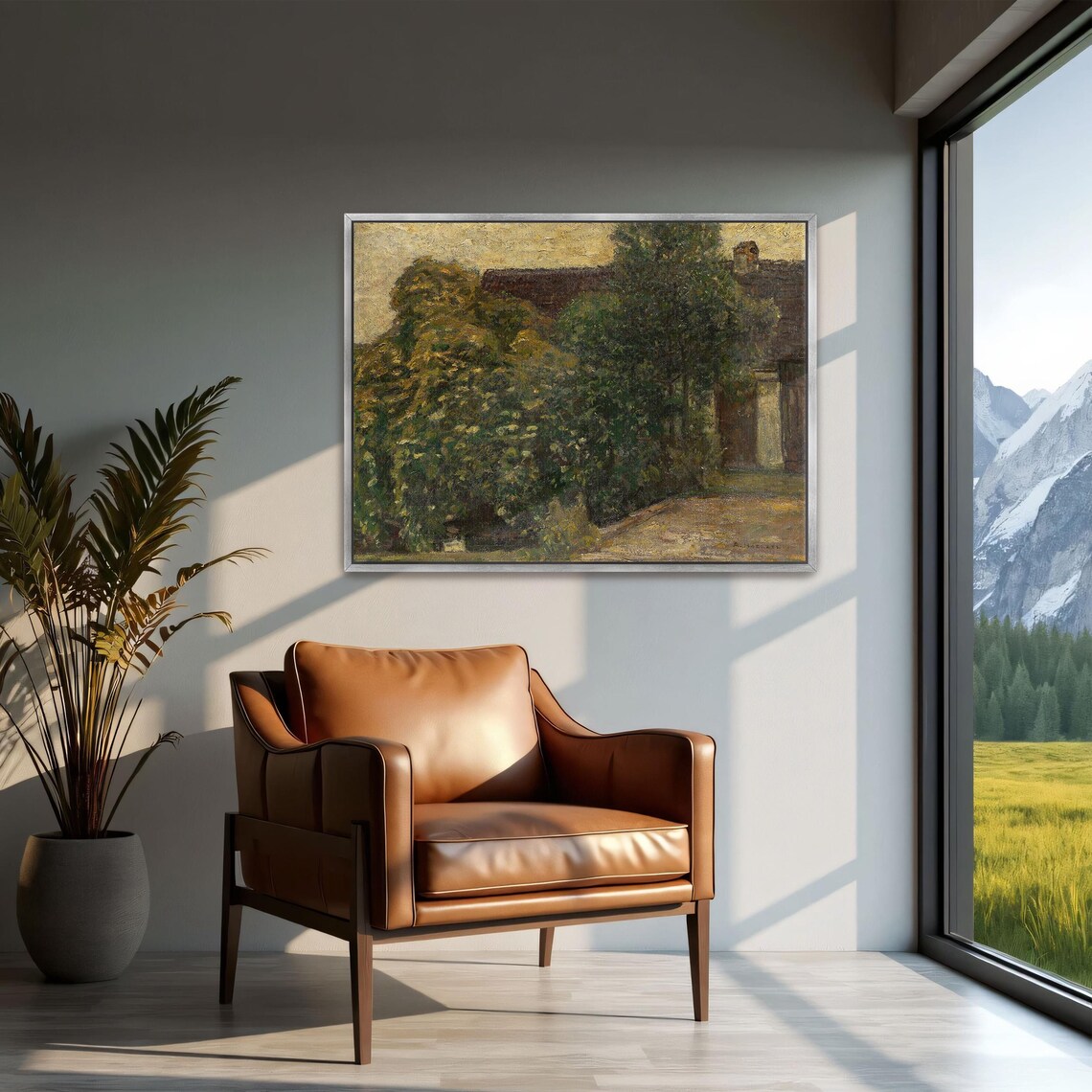 Rustic Oil Painting Of Dark Trees And An Old Country House Print - Image 2