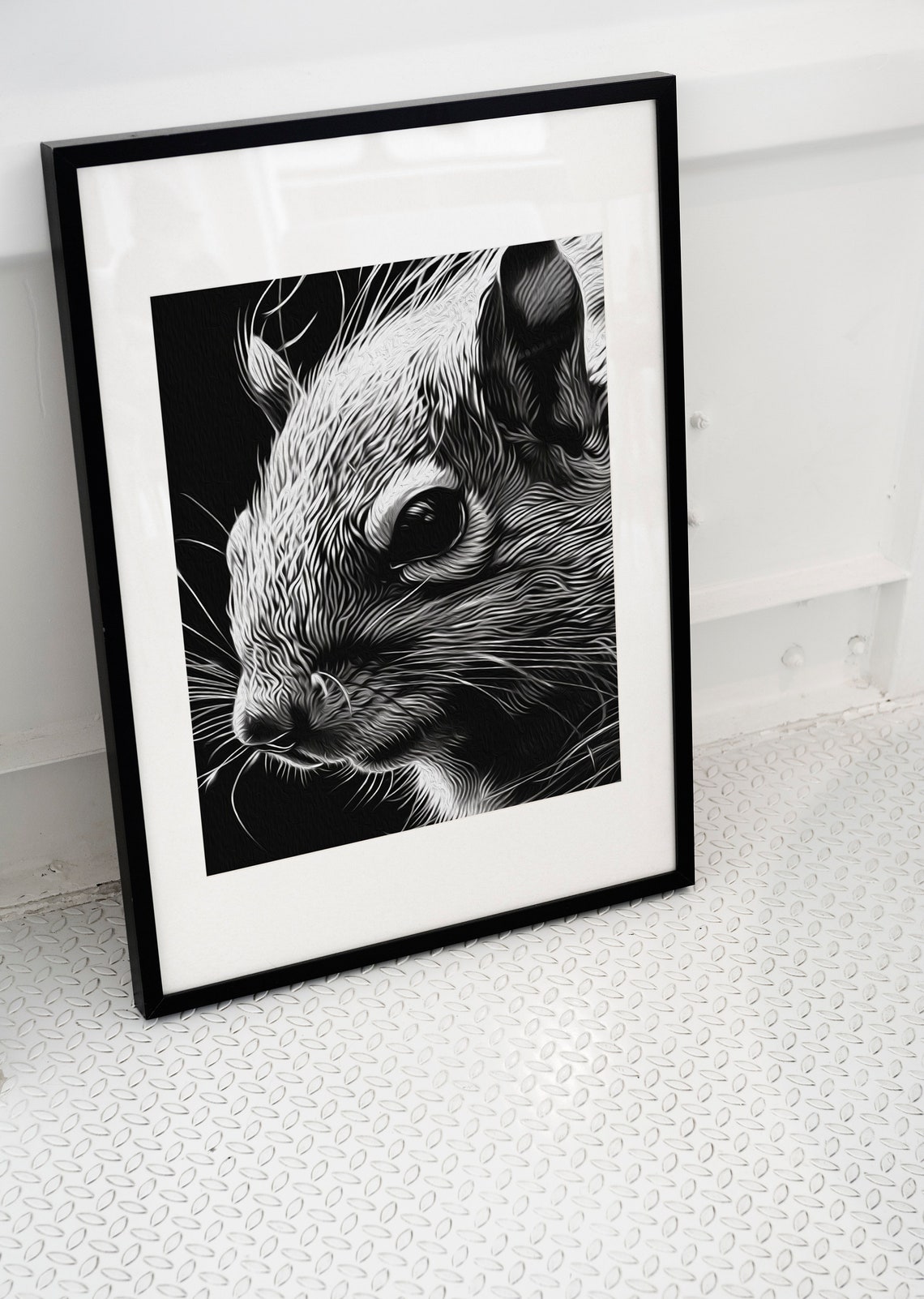 Black And White Squirrel Art Print