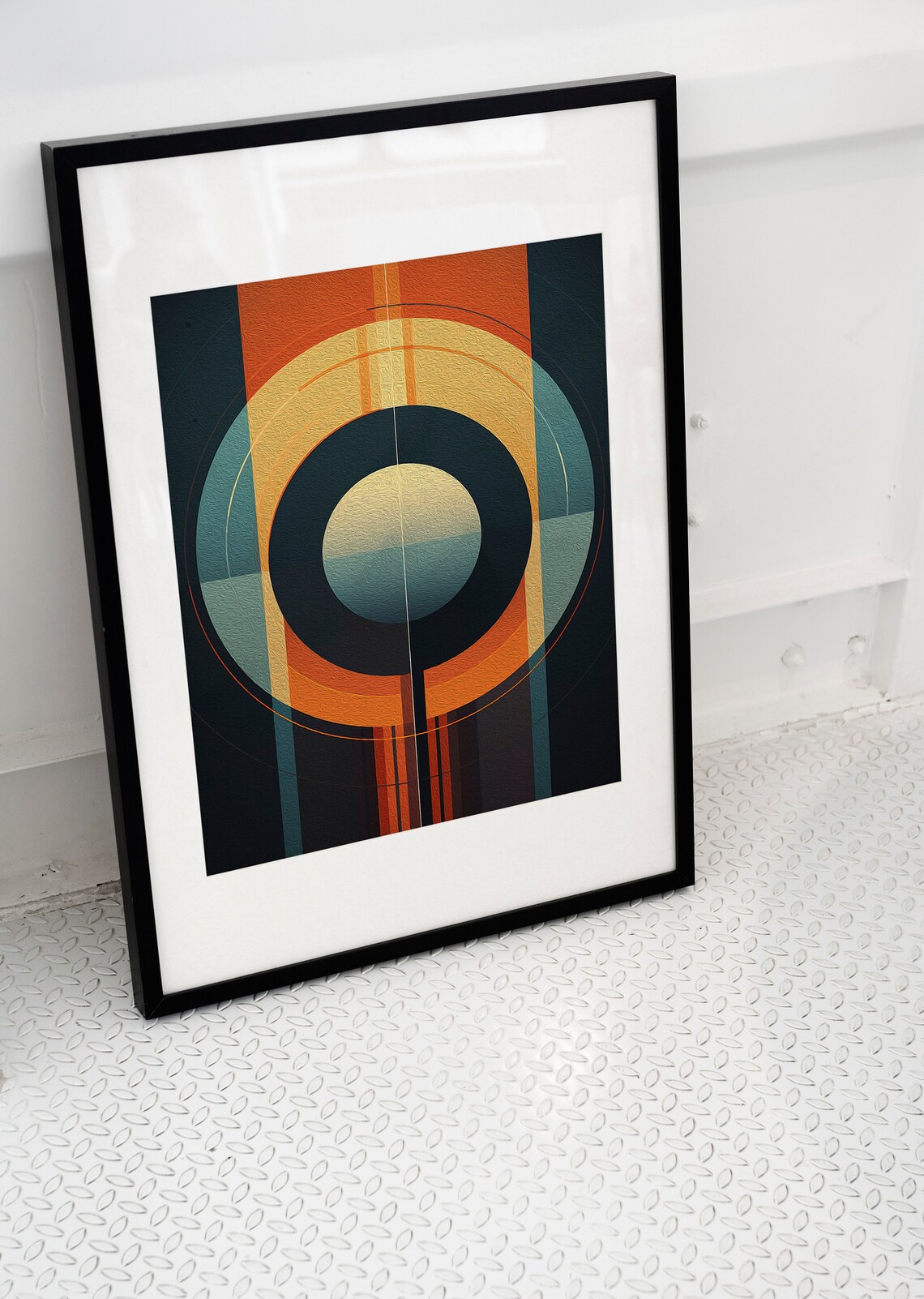Art Deco Geometric Art Print, Bold Oil Painting Style