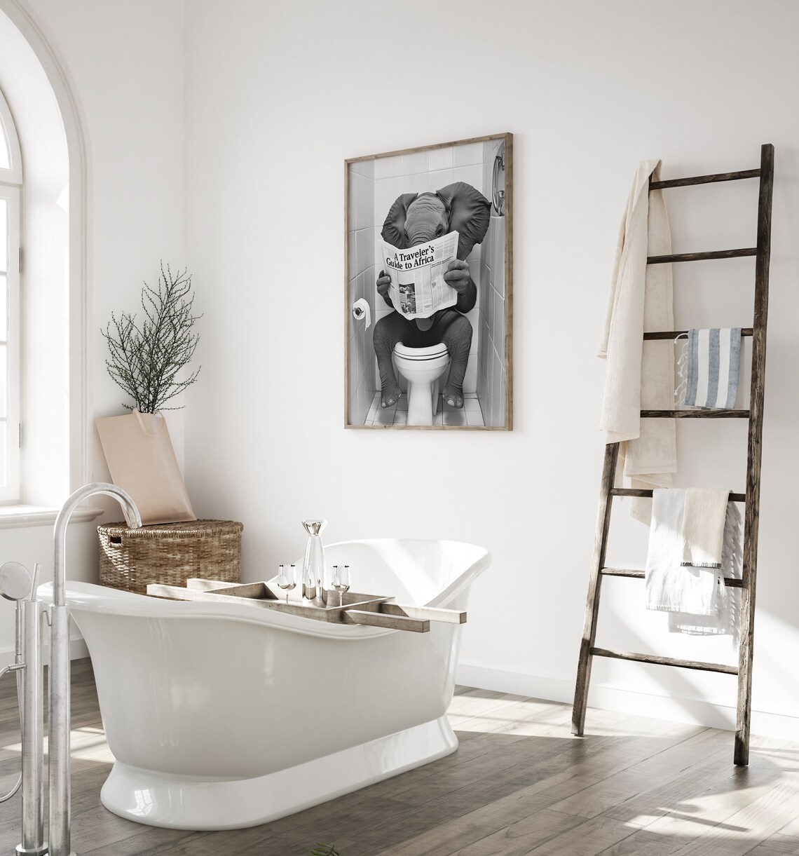 Elephant on the Toilet Reading Newspaper Poster - Image 3