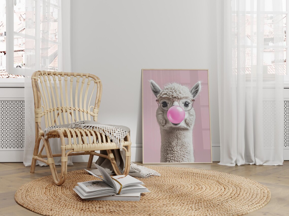 Llama Wall Art, Funny Alpaca With Glasses - Image 3