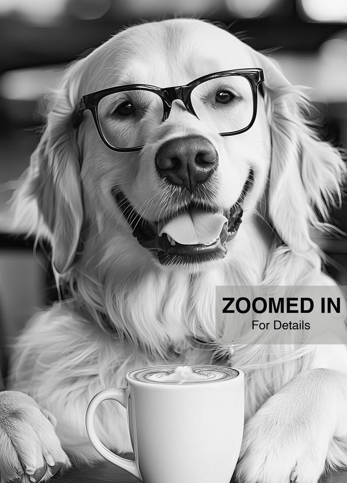 Golden Retriever Drinking Coffee, Funny Dog Art Print - Image 5