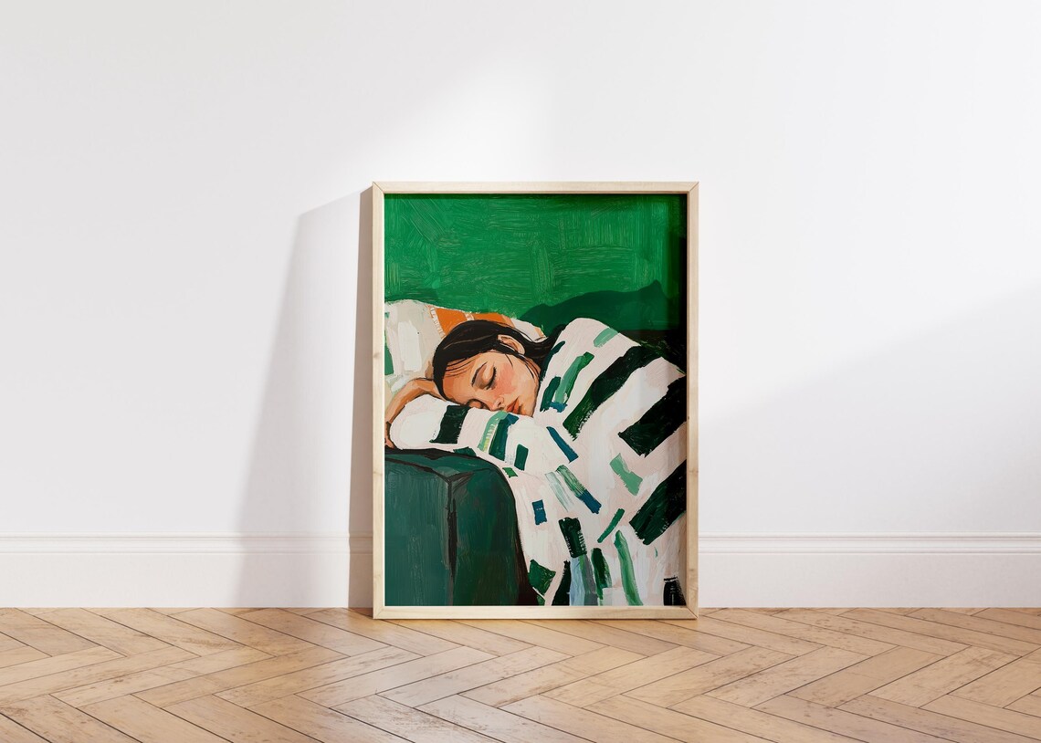 Emerald Green Abstract Contemporary Minimalist Art - Image 3