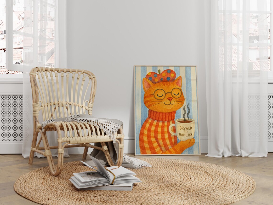 Cat Coffee Poster, Cozy Cat Kitchen Decor - Image 4